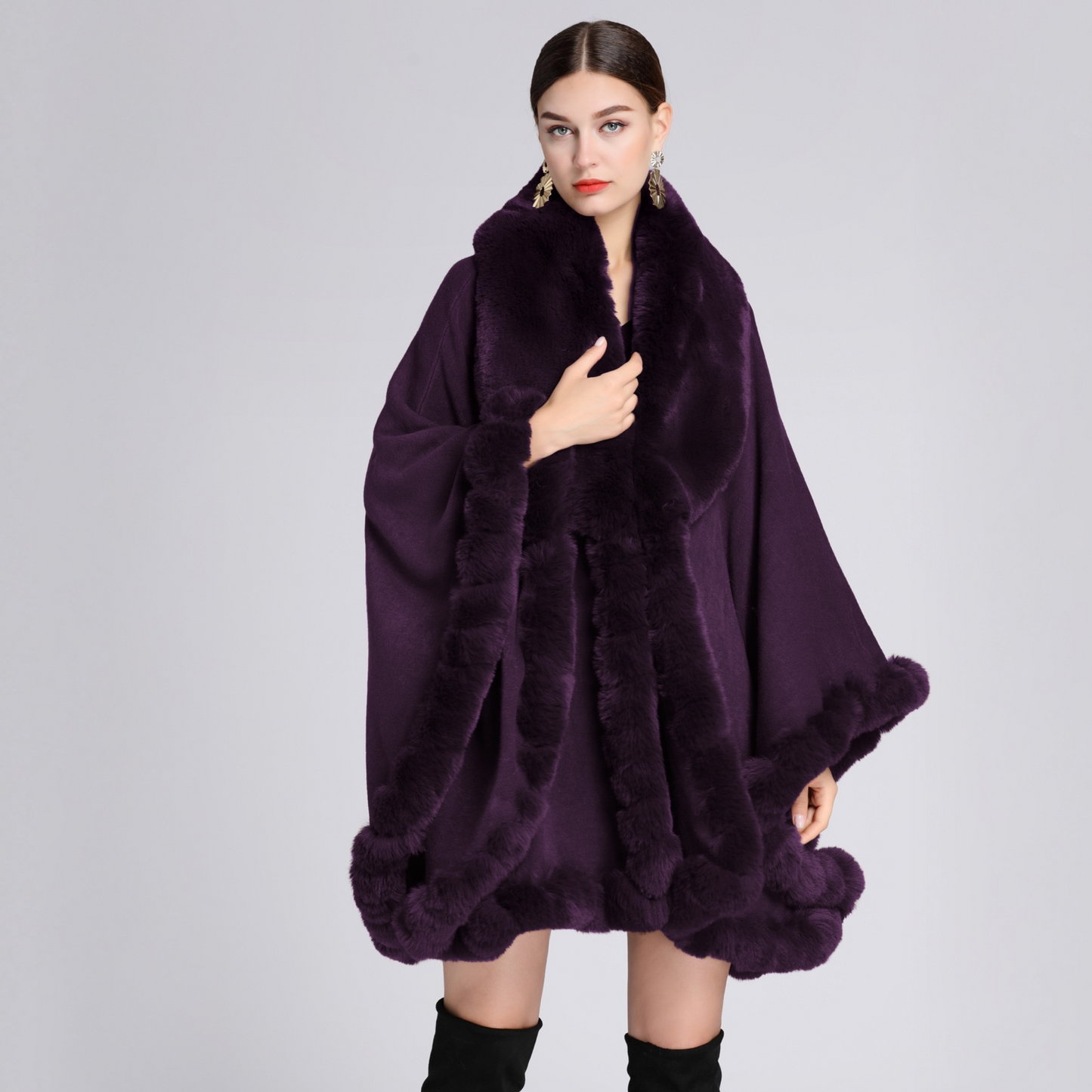 Cloak Cape Faux Fur Bride Wraps Poncho Coat