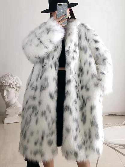 Faux Fur Two Tone Lapel Coat