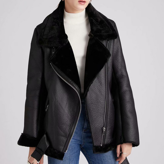 Oversized Pu Aviator Jacket