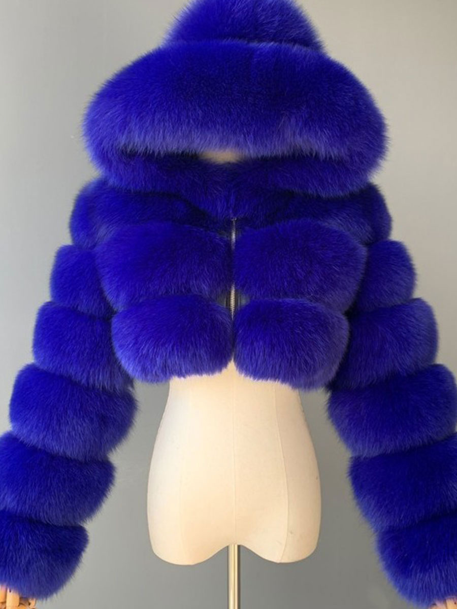 Faux Fur Hooded Bubble Coat