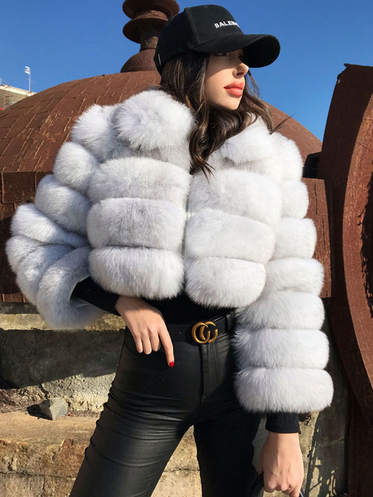 Faux Fur Front Zipped Coat